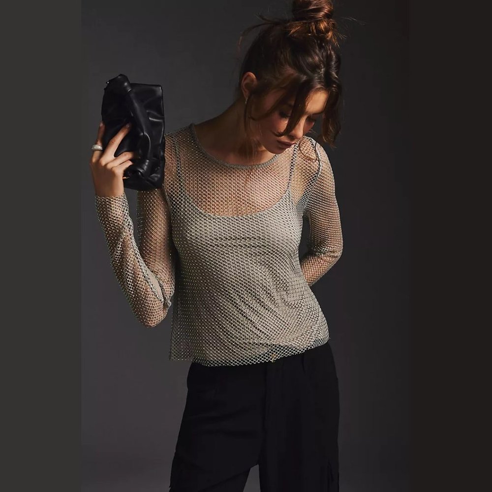 Anthropologie Sunday in Brooklyn  Mesh Sparkle Top